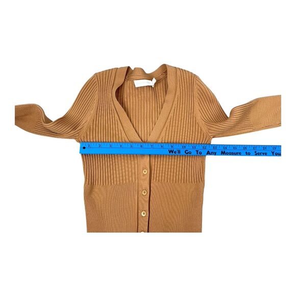 JONATHAN SIMKHAI Estela Cardigan Size S Ribbed Tan Camel Sweater - Picture 6 of 7